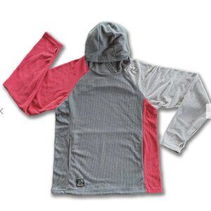 Skygoat Men's XL CAMP Hoodie Microgrid Fleece NWT Red Grey Pockets Thumbholes